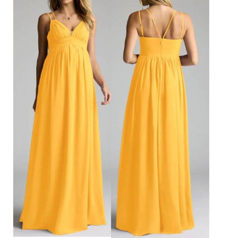 Azazie Women's Maternity Maxi Dress Formal Emree Evening Party Marigold Size8